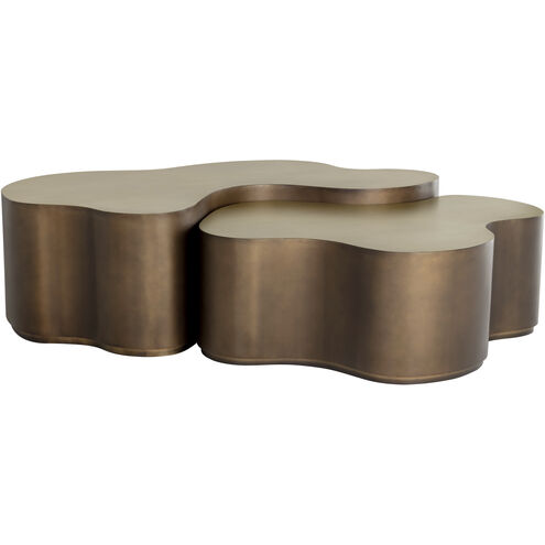 Boise 61 X 54.25 inch Antique Brass / Antique Bronze Nesting Coffee Tables, Set Of 2